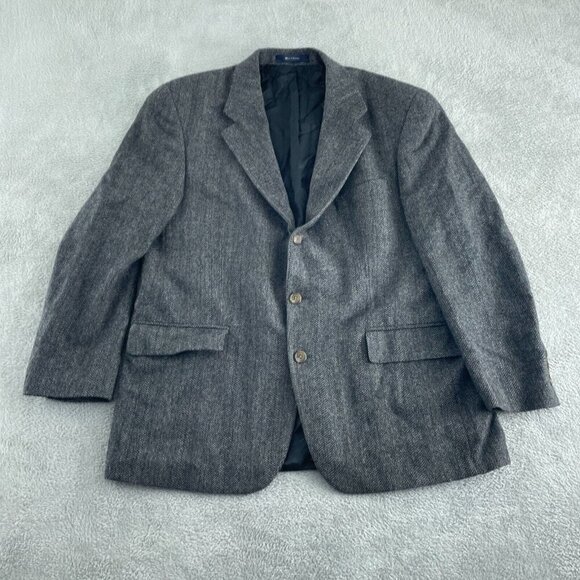 Vtg Chaps Ralph Lauren Mens Gray Wool Blend Blazer Jacket 44R Canada 2623 - Picture 1 of 11